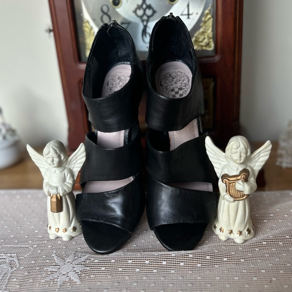 Vince Camuto Karmi Black Leather Heels Size 6M/36 - Picture 5 of 8
